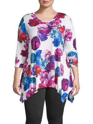Context Plus Floral-print Ruched-sleeve Tunic