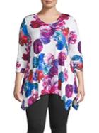 Context Plus Floral-print Ruched-sleeve Tunic
