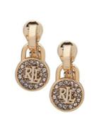 Lauren Ralph Lauren 2-pair Padlock Crystal Goldtone Clip-on Earrings