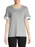 Karl Lagerfeld Paris Embellished Ruffled Tee