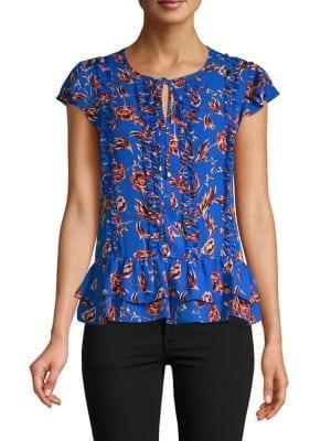 Ivanka Trump Ruffle-hem Floral Top