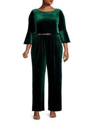 Calvin Klein Plus Bell-sleeve Velvet Jumpsuit