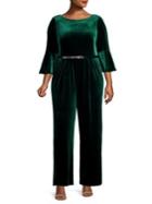 Calvin Klein Plus Bell-sleeve Velvet Jumpsuit