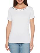 Rafaella Petite Short Sleeve Grommet Tee