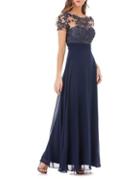 Js Collections Embroidered Illusion Fit-&-flare Gown