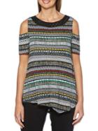 Rafaella Petite Woodblock Cold-shoulder Handkerchief Tunic
