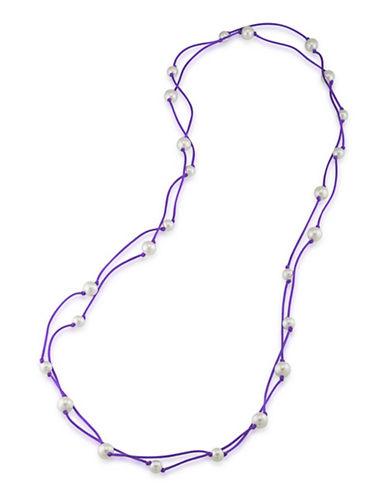 1st And Gorgeous 10mm And 8 Mm Simulated Pearl Cord Illusion Necklace In Purple And White