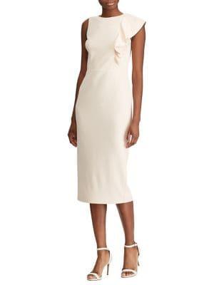 Lauren Ralph Lauren Petite Ruffle-trim Crepe Sheath Dress