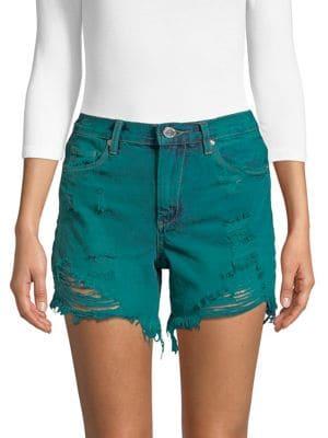Blank Nyc Distressed High-rise Cotton Shorts