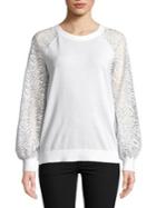 Michael Michael Kors Petite Lace Balloon Sleeve Top