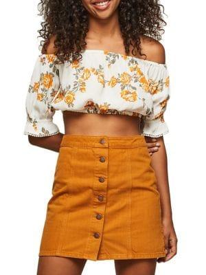 Miss Selfridge Floral Off-the-shoulder Cropped Top