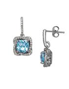 Lord & Taylor Blue Topaz, Diamond And Sterling Silver Drop Earrings