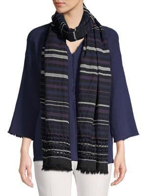 Laundry By Shelli Segal Frayed Hem Striped Wrap Scarf