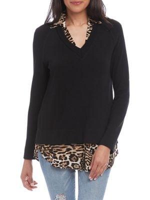 Karen Kane Raglan-sleeve Layered Sweater