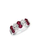 Morris & David 14k White Gold, Ruby & Diamond Band Ring
