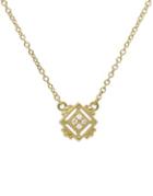 Judith Ripka Juliette Pave Diamond And 14k Yellow Gold Cube Pendant Necklace, 0.036 Tcw
