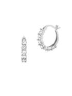Lord & Taylor 925 Sterling Silver & Swarovski Crystals Mini Hoop Earrings