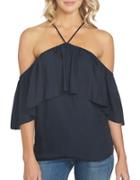 1 State Solid Ruffle Top Blouse