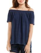 Two By Vince Camuto Off-the-shoulder Mini Stripe Top