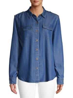 Karl Lagerfeld Paris Chambray Utility Blouse