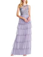 Adrianna Papell Sculpted Beaded Tiered Gown