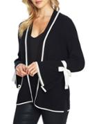 Cece Tipped Bell Sleeve Open Front Cardigan