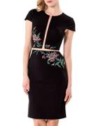 Glamour By Terani Couture Solid Embroidered Dress