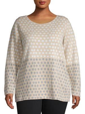 Calvin Klein Plus Long-sleeve Polka Dot Sweater