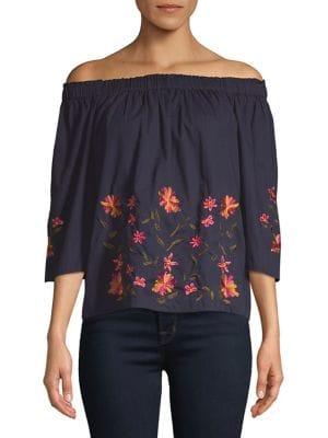 Vero Moda Floral Embroidered Off-shoulder Blouse
