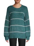 Lord & Taylor Metallic Stripe Puff-sleeve Knit Sweater