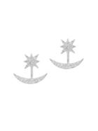 Lucky Brand Holiday Delicates Cubic Zircornia And Sterling Silver Moon & Star Ear Jackets
