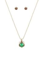 Betsey Johnson Tortifly Goldtone & Crystal Necklace & Earrings Set