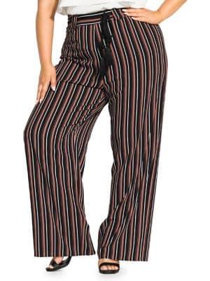 City Chic Plus Natural Stripe Pants