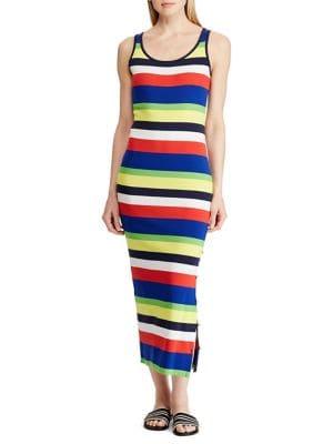 Lauren Ralph Lauren Striped Ribbed Cotton Dress