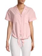 H Halston Self-tie Button-front Down Shirt