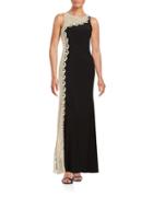 Xscape Asymmettric Lace Accented Gown