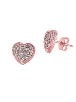 Morris & David 14k Rose Gold & Diamond Pave Heart Stud Earrings