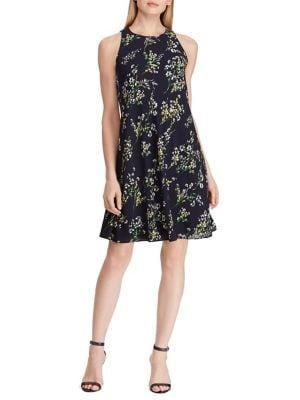Lauren Ralph Lauren Petite Floral Crepe A-line Dress