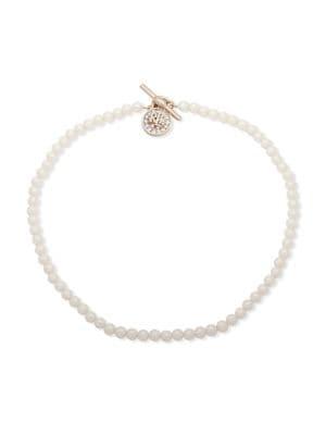 Ralph Lauren Faux Pearl Crystal Logo Necklace