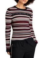 Brooks Brothers Red Fleece Striped Ruffle-front Cotton Sweater