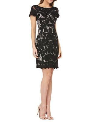 Js Collections Two-tone Embroidered Cocktail Dress