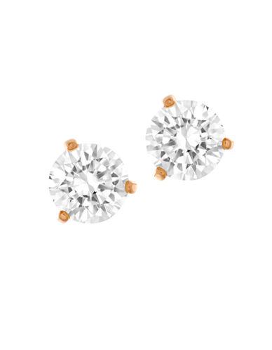 Solitaire Swarovski Crystal And Rose Goldtone Stud Earrings