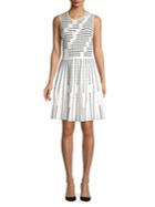 Eliza J Geometric Knit Fit-&-flare Dress
