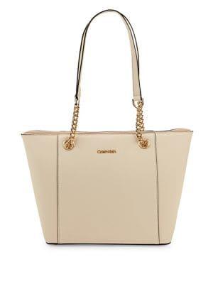 Calvin Klein Hayden Chainlink Leather Tote