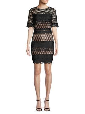 Belle Badgley Mischka Gia Mesh Sheath Dress