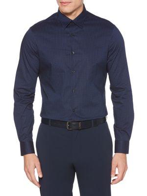 Perry Ellis Slim Stretch Mini Dot Button-down Shirt