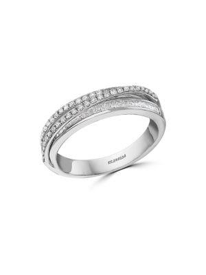 Effy 14k White Gold & Diamond Crossover Channel Ring