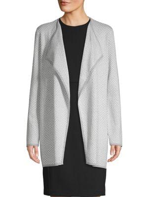 Vince Camuto Petite Long-sleeve Herringbone Open-front Jacket