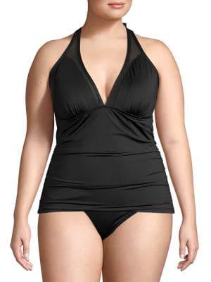 Tommy Bahama Plus Mesh Halter Swim Tankini