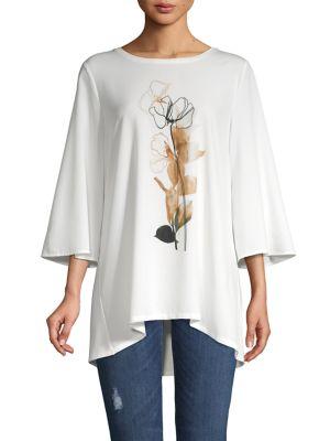 Joan Vass Floral-print Bell Sleeve Top